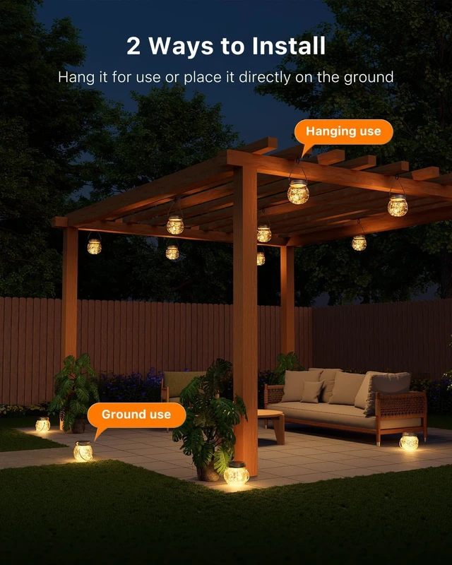 Alt view image 4 of 7 - 6 Pc Solar Powered Glass Ball Lantern Outdoor Waterproof Hanging Round