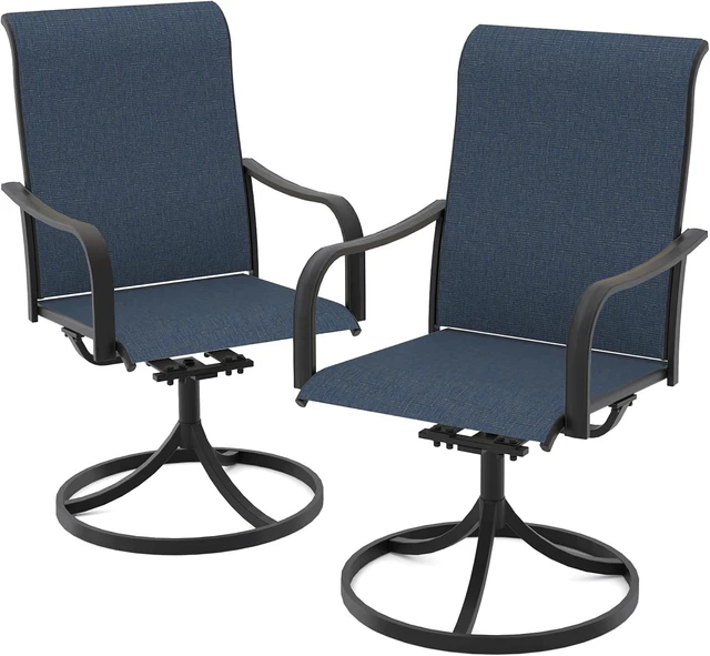 Main image of Set of 2 Blue Swivel Rocking Patio Dining Chairs Outdoor