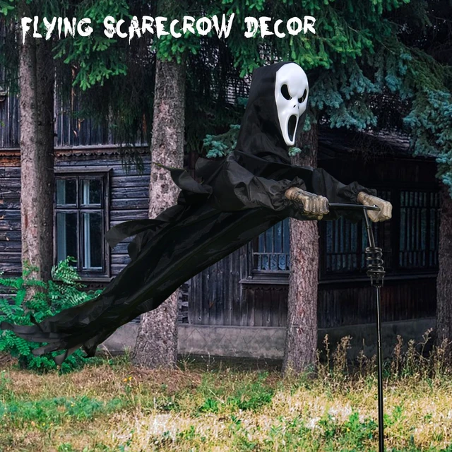 Alt view image 2 of 7 - 7.5Ft Rotatable Flying Ghost Halloween Outdoor Decor Scarecrow Home Decoration for Garden, Porch, Yard