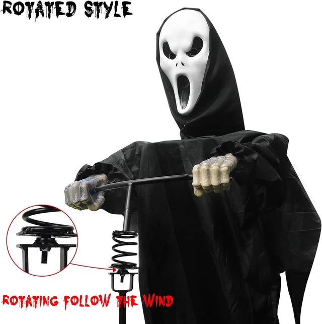 Alt view image 3 of 7 - 7.5Ft Rotatable Flying Ghost Halloween Outdoor Decor Scarecrow Home Decoration for Garden, Porch, Yard