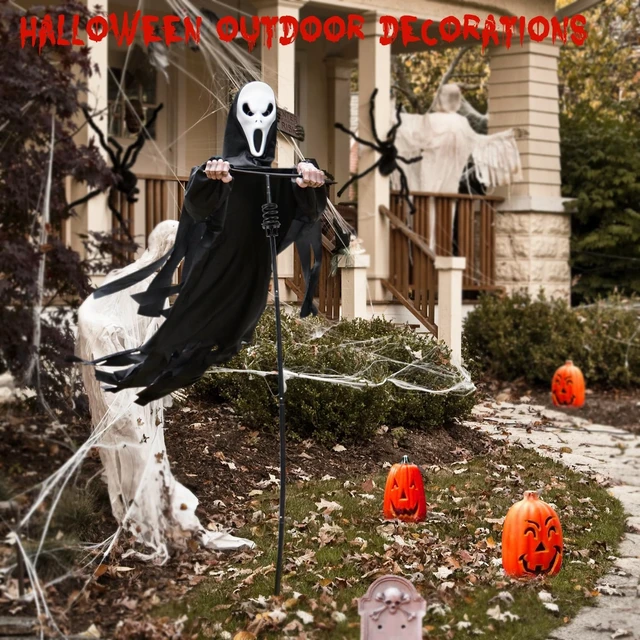 Alt view image 4 of 7 - 7.5Ft Rotatable Flying Ghost Halloween Outdoor Decor Scarecrow Home Decoration for Garden, Porch, Yard