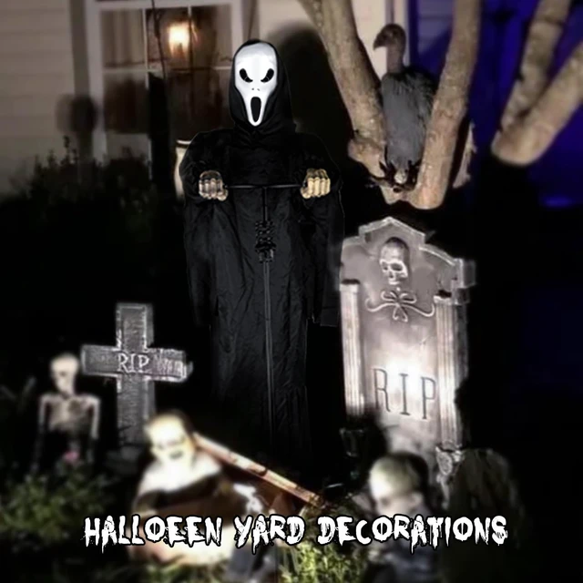 Alt view image 6 of 7 - 7.5Ft Rotatable Flying Ghost Halloween Outdoor Decor Scarecrow Home Decoration for Garden, Porch, Yard