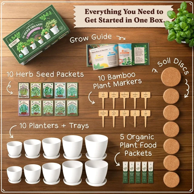 Alt view image 2 of 7 - Non-GMO Organic Herb Seeds for Planting (Herb Garden Starter Kit)