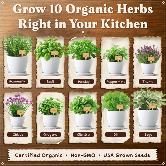 Alt view image 4 of 7 - Non-GMO Organic Herb Seeds for Planting (Herb Garden Starter Kit)