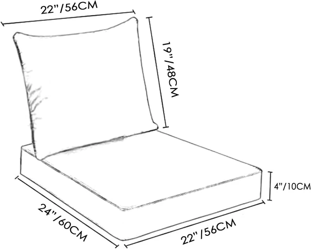 Alt view image 3 of 6 - 24x22 4" Thick Outdoor Patio Chair Cushions, Garden Flower