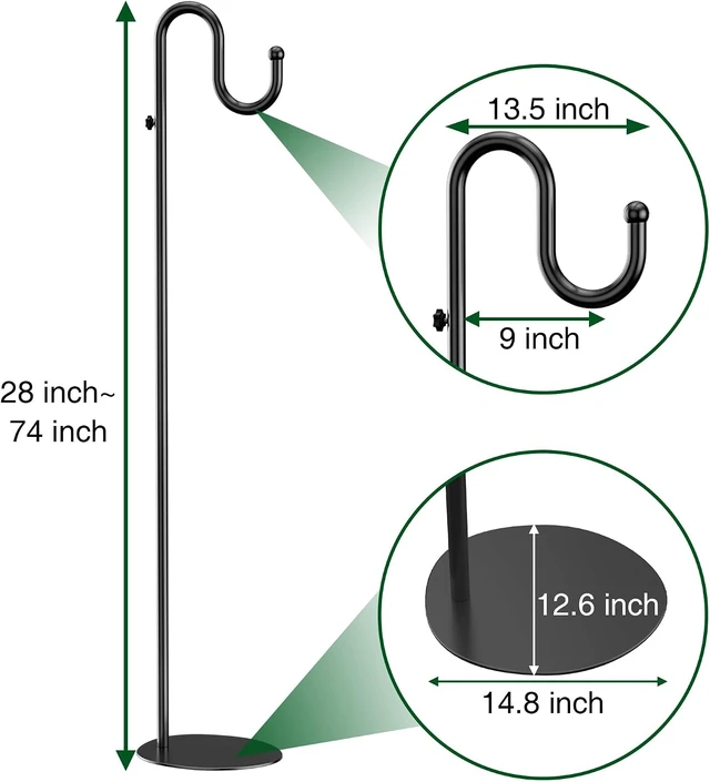 Alt view image 6 of 7 - 74" Shepherds Hook Stand for Hanging Bird Feeders, Plants & Wind Chimes