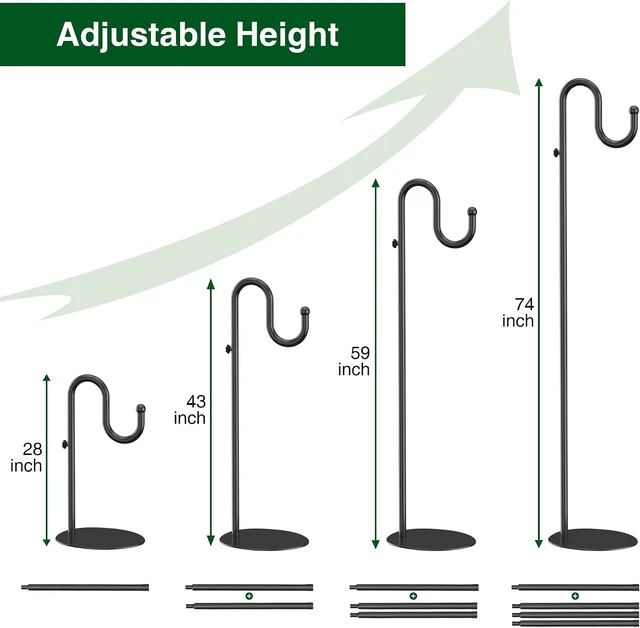 Alt view image 7 of 7 - 74" Shepherds Hook Stand for Hanging Bird Feeders, Plants & Wind Chimes