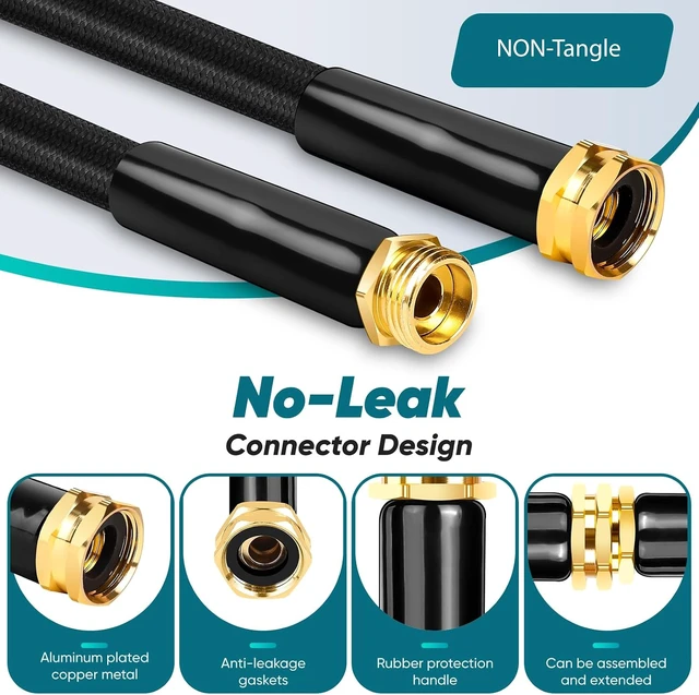 Alt view image 3 of 7 - 100FT Non-Expanding Lightweight Flexible Garden HoseBlack
