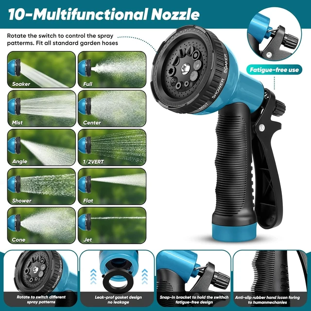 Alt view image 7 of 7 - 100FT Non-Expanding Lightweight Flexible Garden HoseBlack