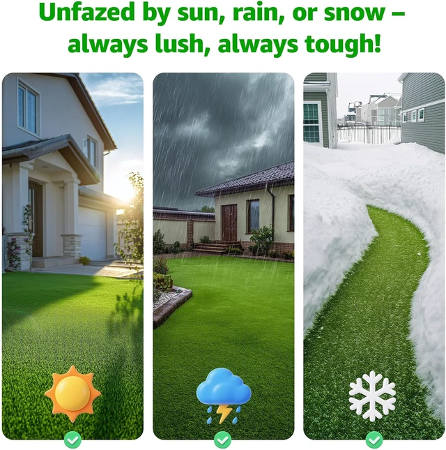Alt view image 5 of 7 - 3.2x6.5ft Artificial Grass Turf Outdoor with Drainage Holes