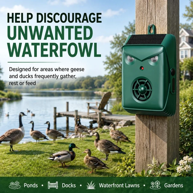 Alt view image 2 of 7 - 2 Pack Ultrasonic Outdoor Bird Repellent for Pigeons, Starlings & Crows