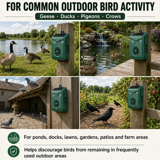 Alt view image 3 of 7 - 2 Pack Ultrasonic Outdoor Bird Repellent for Pigeons, Starlings & Crows