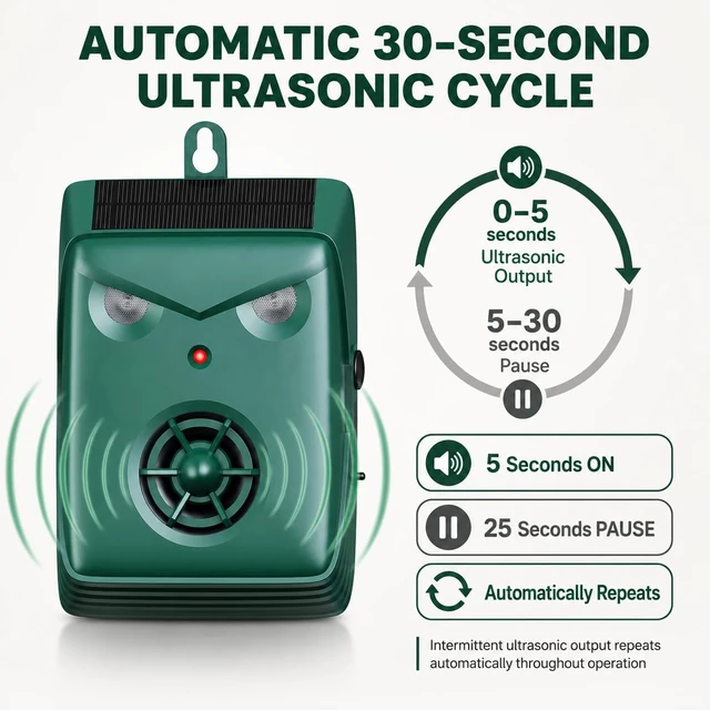 Alt view image 4 of 7 - 2 Pack Ultrasonic Outdoor Bird Repellent for Pigeons, Starlings & Crows