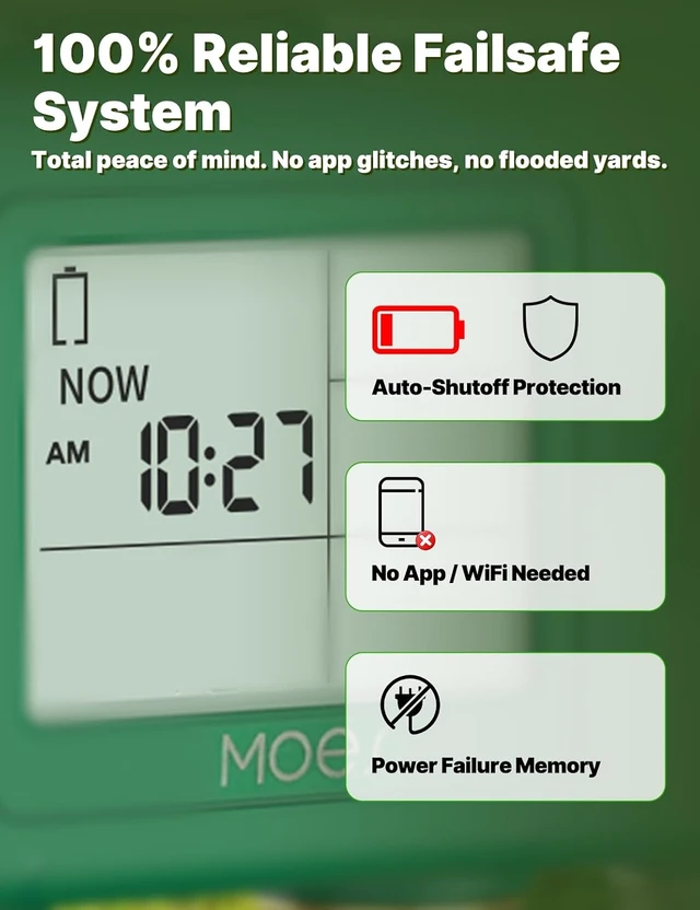 Alt view image 6 of 7 - 4-Zone Water Timer with Brass Fittings & Sequential Watering, No Wi-Fi
