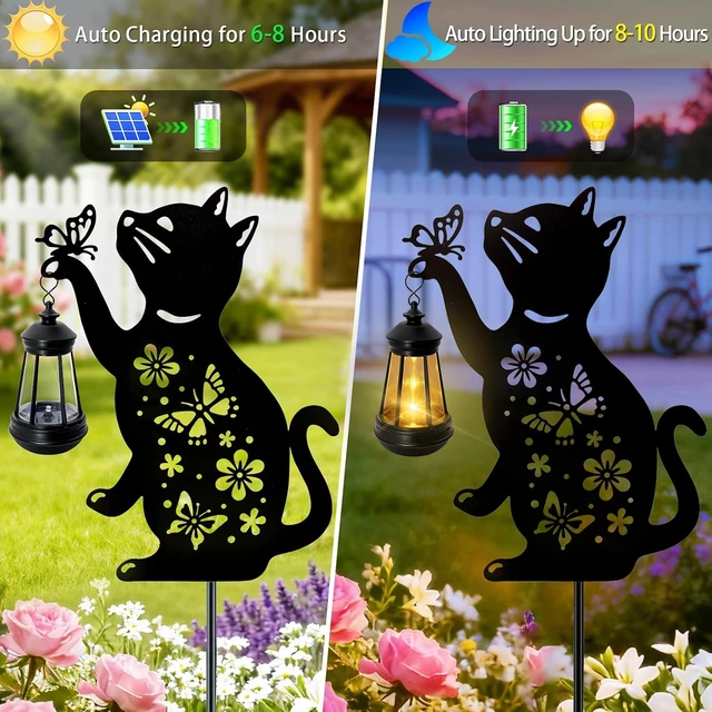 Alt view image 3 of 7 - Black Cat Solar Hanging Lantern Outdoor Waterproof Garden Decor