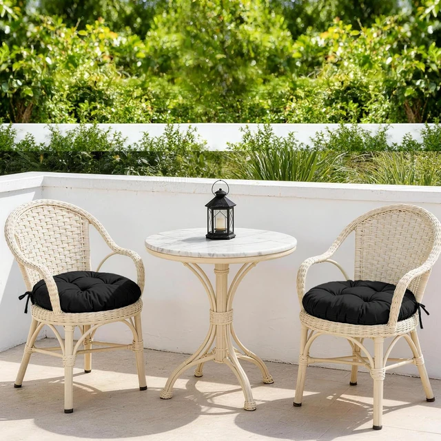 Alt view image 3 of 7 - Set of 4 Round Outdoor Bistro Chair Seat Cushions