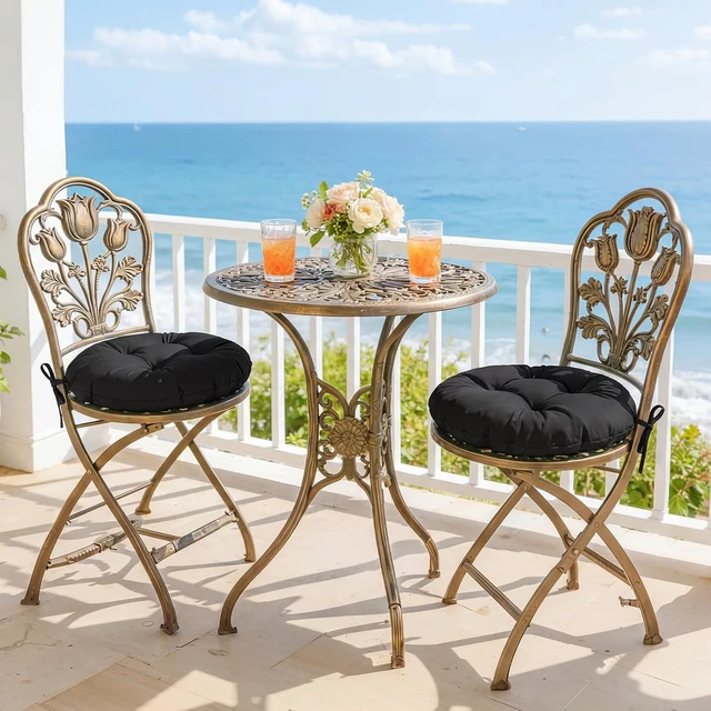 Alt view image 5 of 7 - Set of 4 Round Outdoor Bistro Chair Seat Cushions