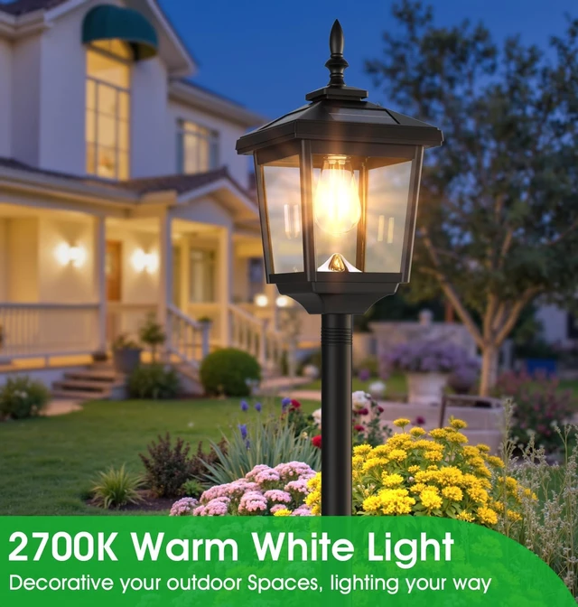 Alt view image 2 of 7 - 68" Solar Lamp Post Lights Outdoor, 2-Pack 2700K Dusk to Dawn Waterproof Posts for Garden, Patio, Lawn, Pathway, Driveway, Front Porch (Warm)