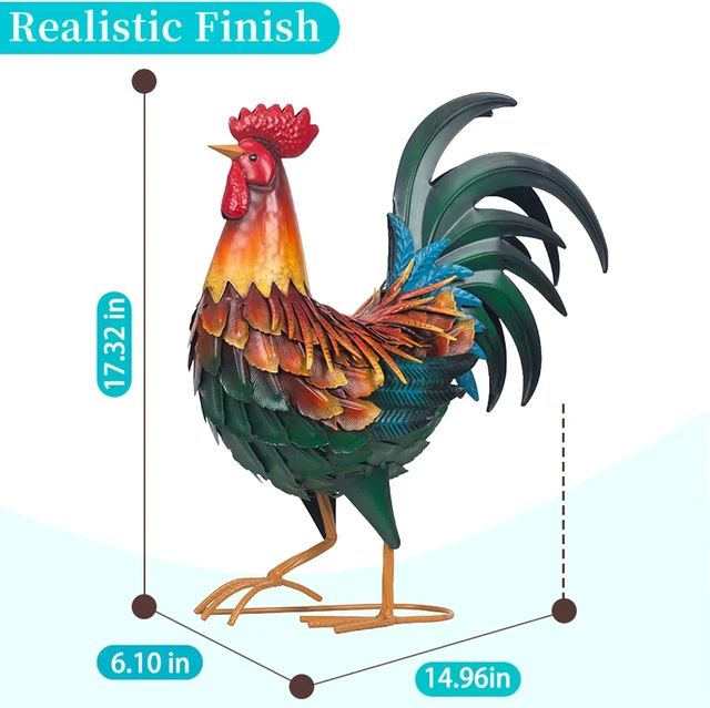 Alt view image 2 of 7 - Metal Rooster Garden Statue Chicken Yard Art Outdoor Sculpture