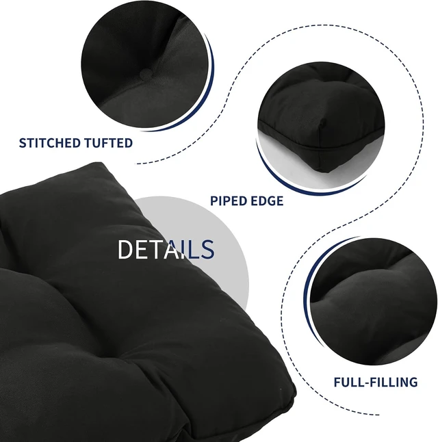 Alt view image 5 of 7 - 48x18x5 Inch Black Outdoor Bench Cushion