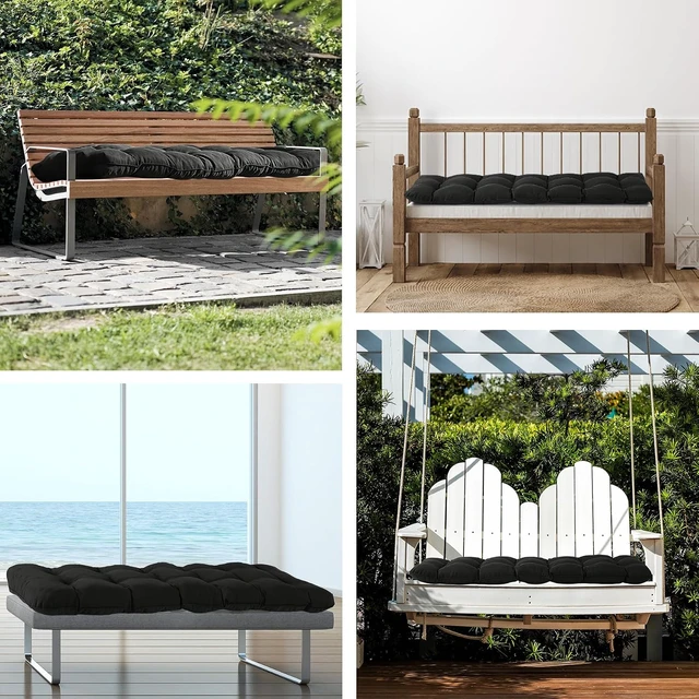 Alt view image 7 of 7 - 48x18x5 Inch Black Outdoor Bench Cushion