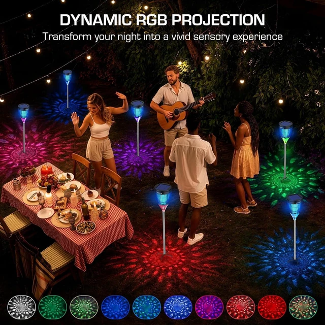 Alt view image 6 of 7 - Outdoor Solar Bug Zapper Mosquito Zapper with Flame & Projector Light