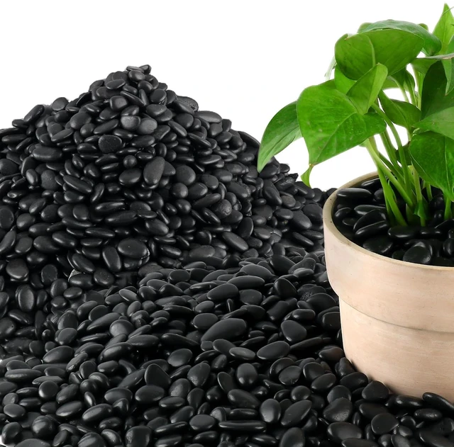 Main image of 45LB Polished Black Pebbles, 1/4" - 3/4" Natural Smooth River Rocks & Decorative Gravel for Vases, Planters, Garden, Indoor Outdoor