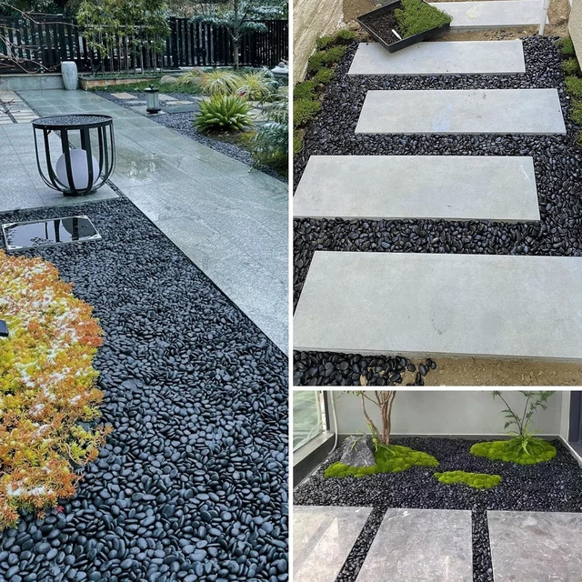 Alt view image 7 of 7 - 45LB Polished Black Pebbles, 1/4" - 3/4" Natural Smooth River Rocks & Decorative Gravel for Vases, Planters, Garden, Indoor Outdoor