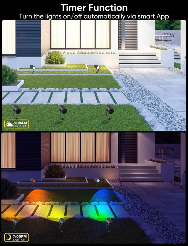 Alt view image 7 of 7 - 24W Smart Landscape Lighting Kit 4 Pack RGBCW Outdoor Spot Lights