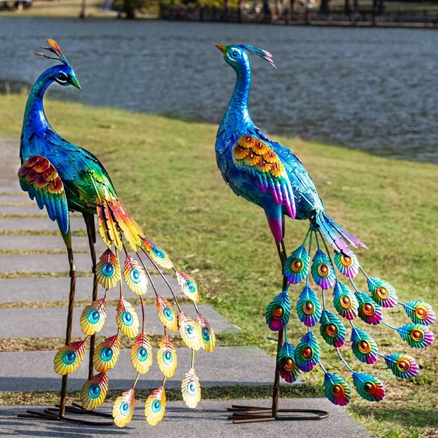 Main image of Metal Peacock Outdoor Garden Statue & Sculpture