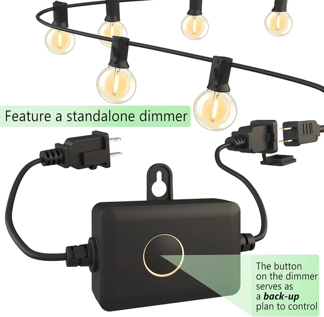 Alt view image 3 of 7 - 30FT Outdoor String Lights with 28 Bulbs (1 FT Apart) & Remote for Patio