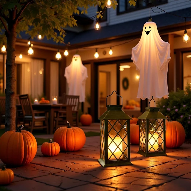 Alt view image 3 of 7 - 14" Solar Lanterns Outdoor Waterproof Flameless Candle Mission Garden Lights for Table, Halloween Decor ( 2 Packs Brush-Painted Antique Gold Color)