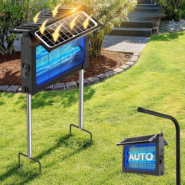 Main image of Dual Solar Panel Bug Zapper Outdoor 4500V Mosquito Zapper & Fly Trap