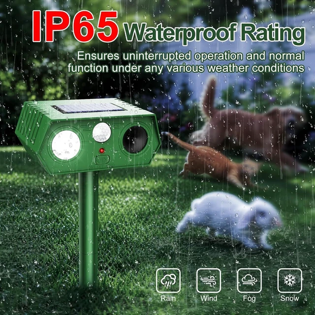 Alt view image 4 of 7 - 2026 Upgraded Solar Ultrasonic Animal Repeller Outdoor Waterproof Motion Activated with Flash Light for Deer, Cat, Squirrel, Raccoon, Rabbit, Dog, Garden Yard, 4 Pack