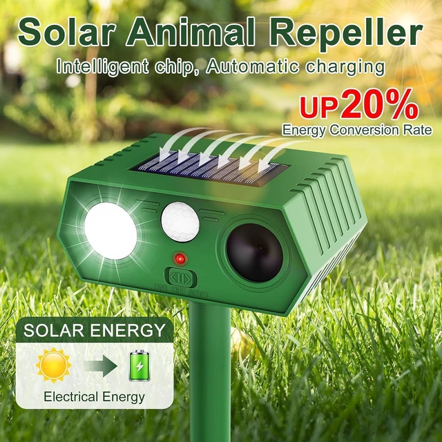Alt view image 3 of 7 - 2026 Upgraded Solar Ultrasonic Animal Repeller Outdoor Waterproof Motion Activated with Flash Light for Deer, Cat, Squirrel, Raccoon, Rabbit, Dog, Garden Yard, 4 Pack