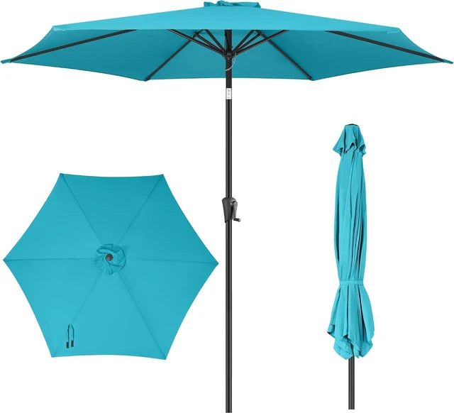 Main image of 9 ft Aqua Blue Outdoor Patio Umbrella with Push Button Tilt