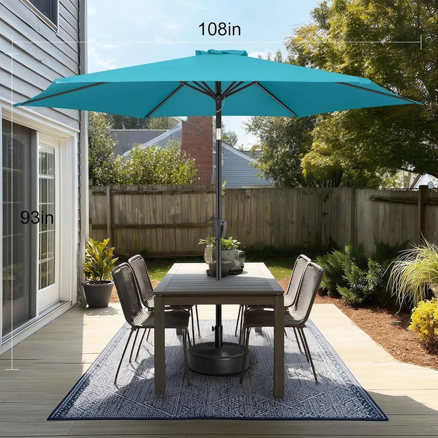 Alt view image 2 of 7 - 9 ft Aqua Blue Outdoor Patio Umbrella with Push Button Tilt