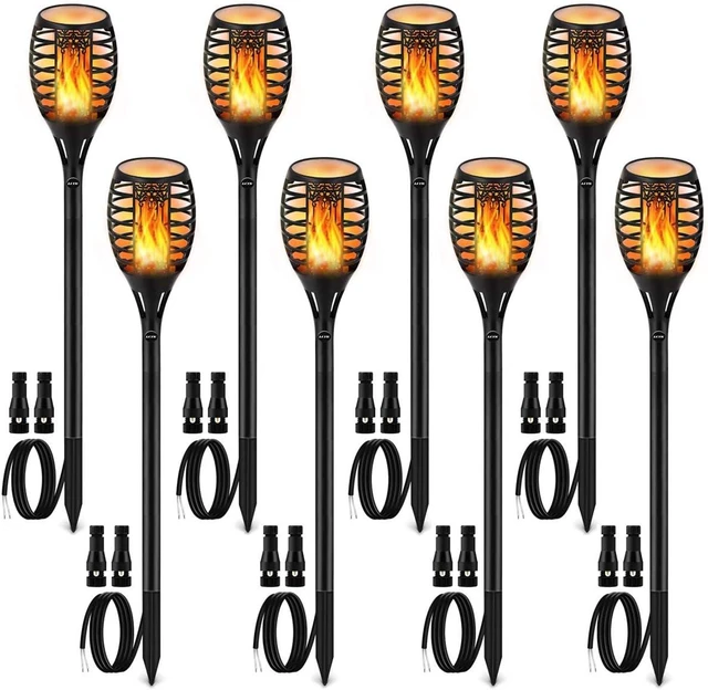 Main image of 12V Low Voltage Torch Landscape Lights Wired Flickering Flame Pathway Torches with Connector, Waterproof for Christmas Yard Decor (8Pack)