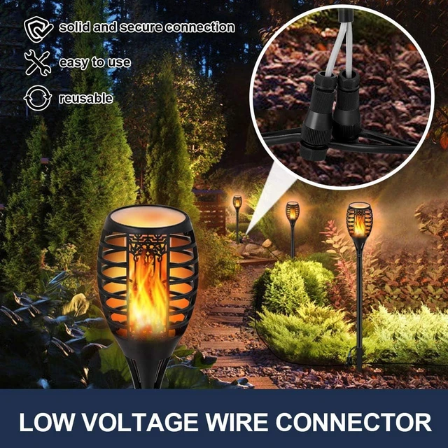 Alt view image 2 of 7 - 12V Low Voltage Torch Landscape Lights Wired Flickering Flame Pathway Torches with Connector, Waterproof for Christmas Yard Decor (8Pack)