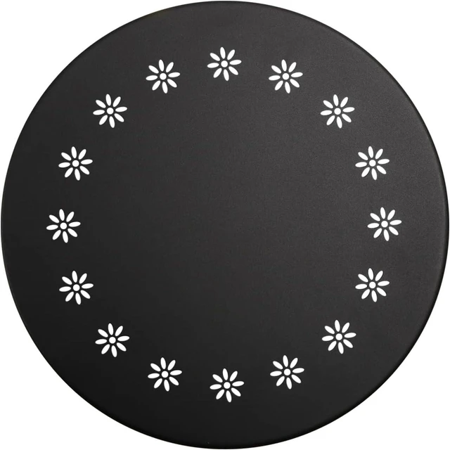 Alt view image 5 of 7 - Black Outdoor Side Table with Flower Cut-Outs Weather Resistant Steel Small Round Patio End Table for Yard, Balcony, Garden