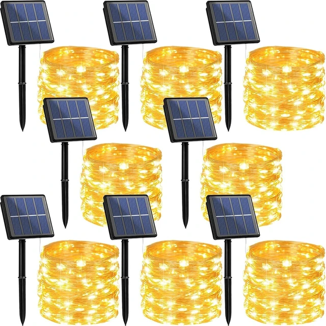 Main image of 264FT 800 LED Waterproof Solar Fairy String Lights Outdoor, 8 Pack with 8 Modes, Warm White for Tree, Garden, Wedding Party Decor