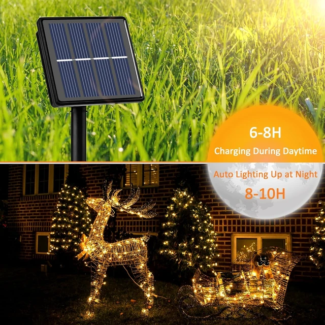 Alt view image 4 of 7 - 264FT 800 LED Waterproof Solar Fairy String Lights Outdoor, 8 Pack with 8 Modes, Warm White for Tree, Garden, Wedding Party Decor