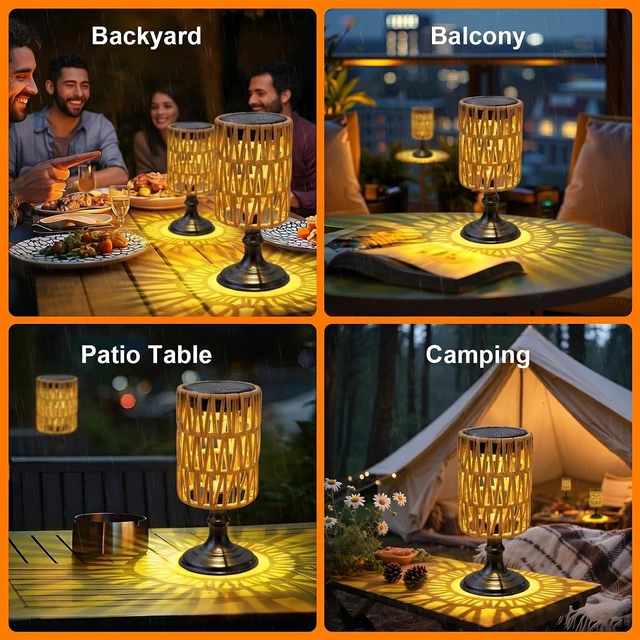 Alt view image 6 of 7 - Set of 2 Waterproof Outdoor Solar Table Lamps Solar Lanterns