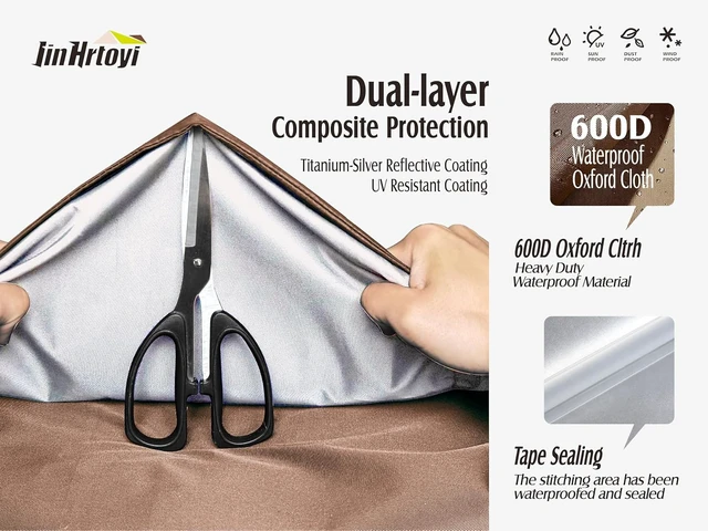 Alt view image 3 of 7 - JinHrtoyi 3-Seater Outdoor Couch Cover, 76Wx32Dx31H inches 100% Waterproof Heavy Duty Patio Sofa Cover, Beige & Brown Modern Style