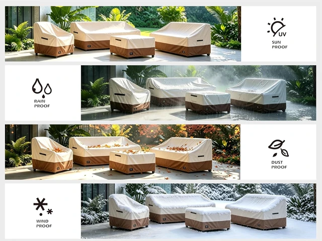 Alt view image 5 of 7 - JinHrtoyi 3-Seater Outdoor Couch Cover, 76Wx32Dx31H inches 100% Waterproof Heavy Duty Patio Sofa Cover, Beige & Brown Modern Style