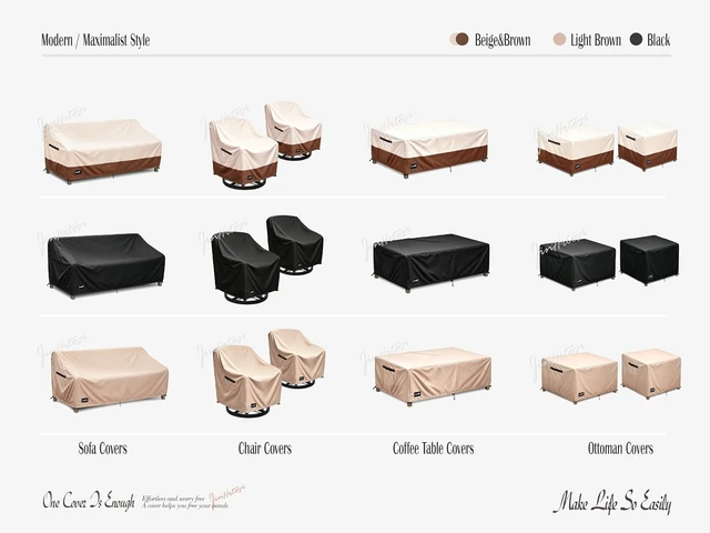 Alt view image 6 of 7 - JinHrtoyi 3-Seater Outdoor Couch Cover, 76Wx32Dx31H inches 100% Waterproof Heavy Duty Patio Sofa Cover, Beige & Brown Modern Style