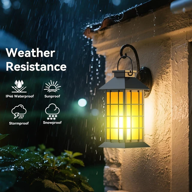 Alt view image 2 of 7 - 2 Pack 13" Black Solar Lanterns with Flickering Flame Candle