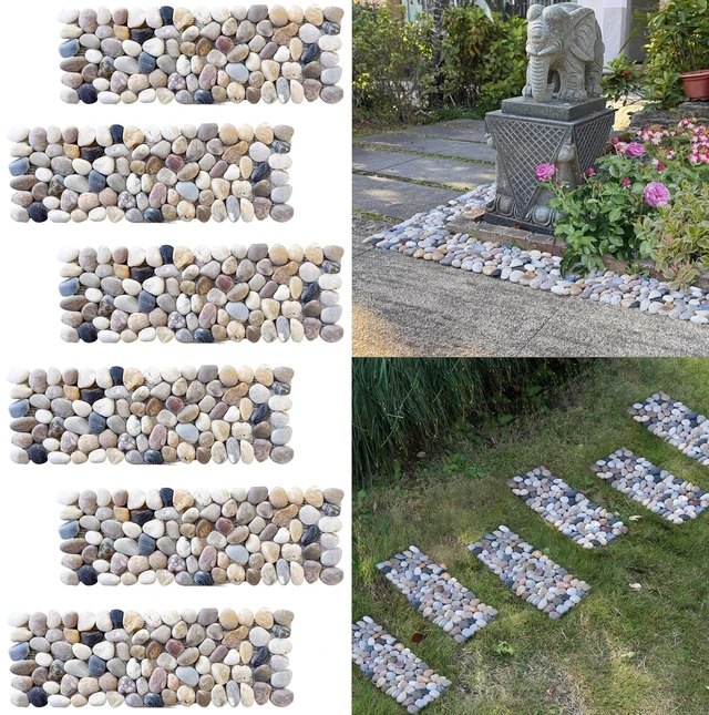 Main image of 6 Pcs 15.5" × 5.5" River Rock Rectangle Stepping Stone Pebbles
