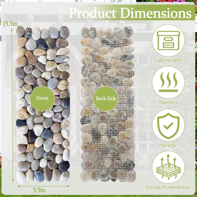Alt view image 5 of 7 - 6 Pcs 15.5" × 5.5" River Rock Rectangle Stepping Stone Pebbles