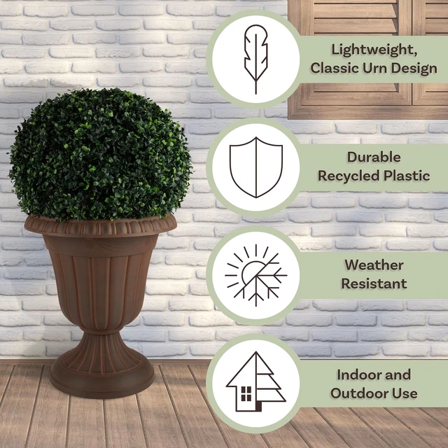 Alt view image 2 of 6 - 2-Pack 16x18-Inch Brown Flower Pots, Outdoor Planter
